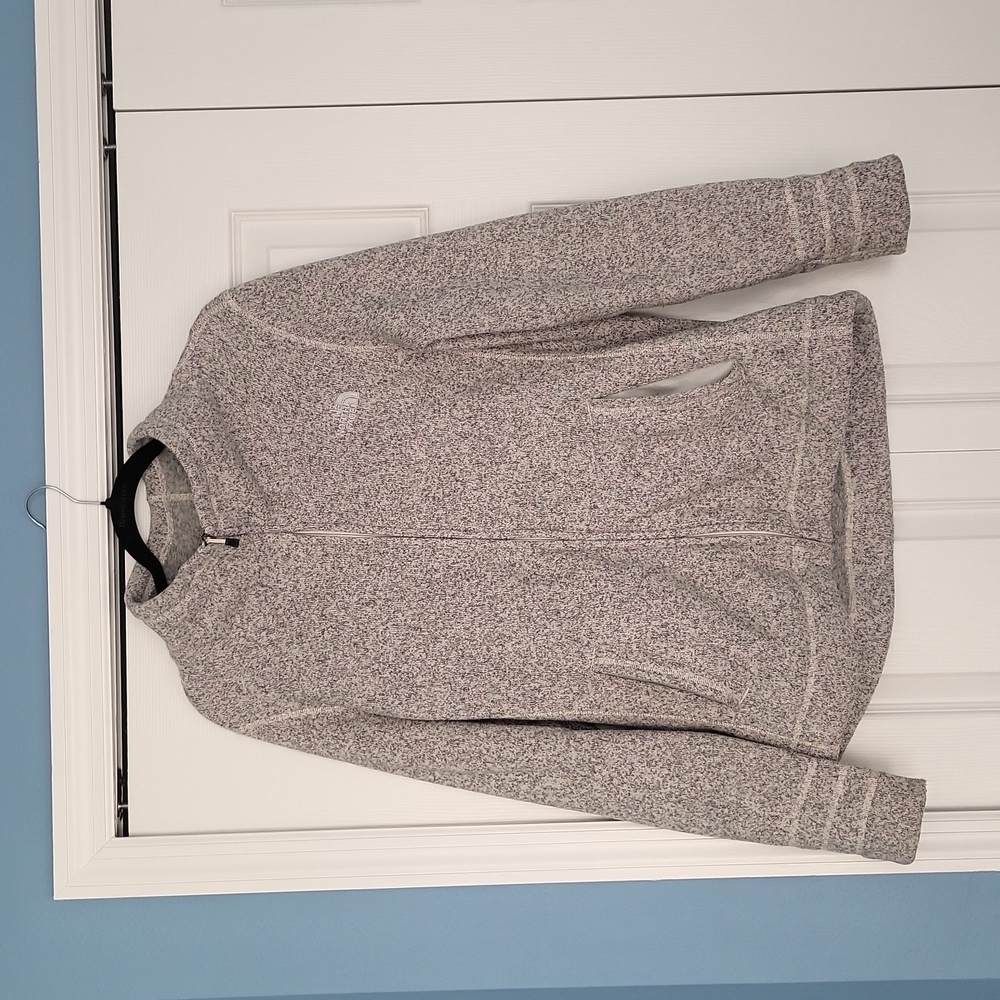 The North Face Heathered Light Gray Full-Zip Fleece Jacket